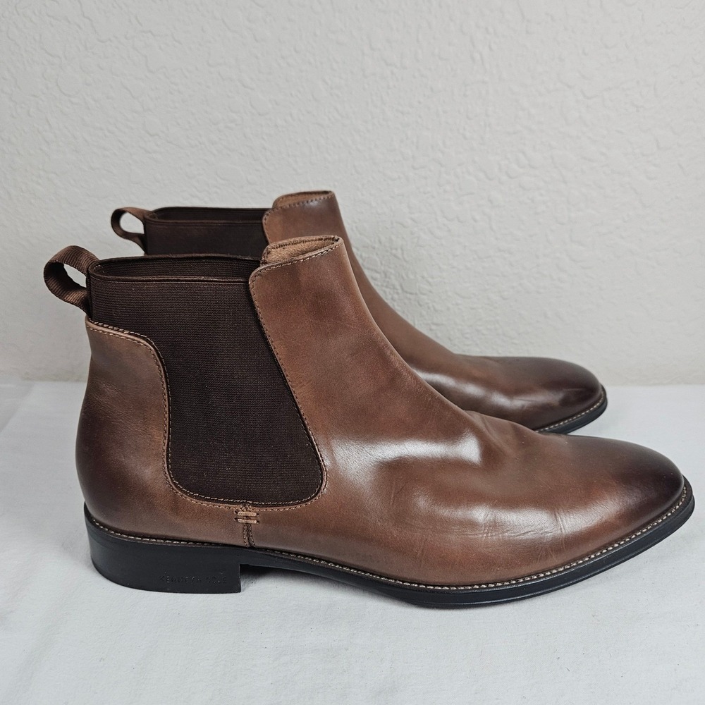 Kenneth Cole New York Tully Chelsea Boots Mens 11 Brown Leather Pull On Shoes